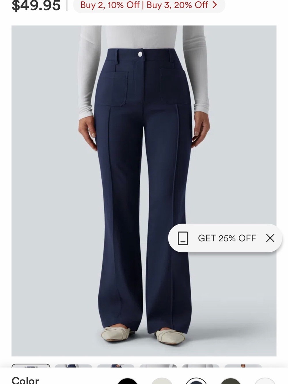 HALARA Navy Boot-Cut Flare Pants